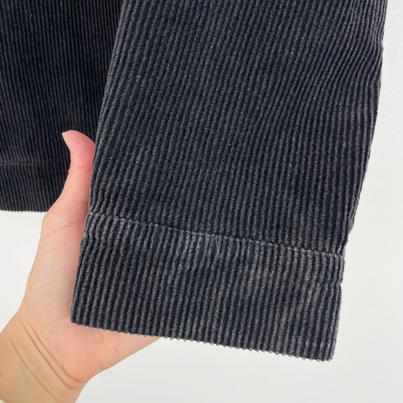 Andree By Unit Boho Gray Dark Button Down Corduroy Frayed Hem Jacket Size Large - Picture 9 of 15